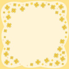 Abstract background with simple flowers. Composition in the form of clouds. Cartoon flat style. Illustration. Vector