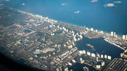 airplane view over florida sea
