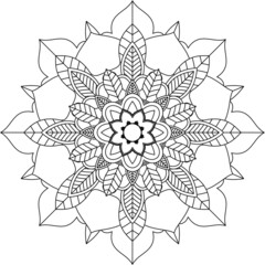 Easy Mandala coloring book simple and basic for beginners, seniors and children. Set of Mehndi flower pattern for Henna drawing and tattoo. Decoration in ethnic oriental, Indian style.