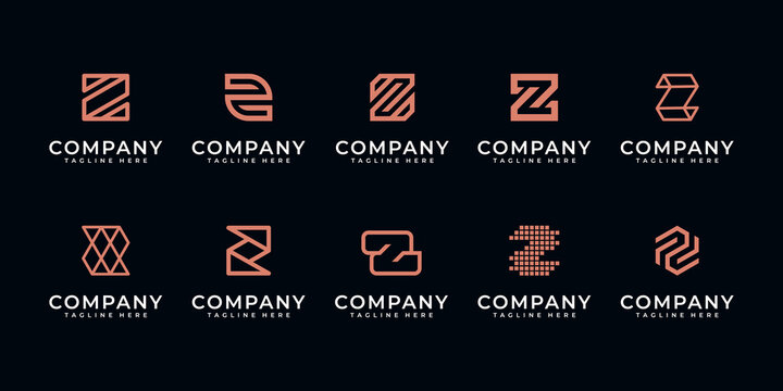 Set of abstract initial letter z, logo design template. icons for business of luxury,elegant,simple.