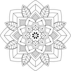 Easy Mandala coloring book simple and basic for beginners, seniors and children. Set of Mehndi flower pattern for Henna drawing and tattoo. Decoration in ethnic oriental, Indian style.