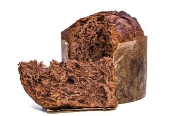 christmas chocolate panettone isolated on white