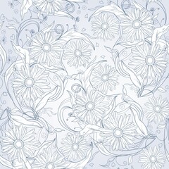 Seamless blue floral background
