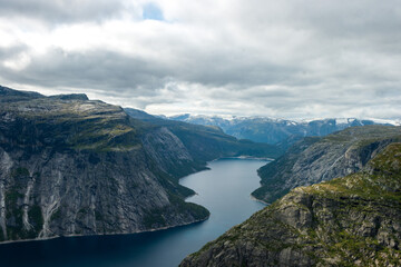 Fototapeta na wymiar Hike to Trolltunga, Odda, Sørfjord Norwegen, Scandinavia, 14km hike
