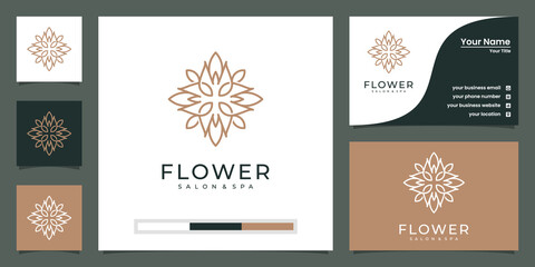 Fototapeta na wymiar Flower logo design with line art style. logos can be used for spa, beauty salon, decoration, boutique. and business card