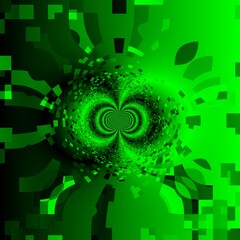 rectangular shapes in shades of neon emerald green and black colours making intricate unique geometric  designs