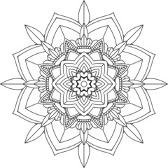 Easy Mandala coloring book simple and basic for beginners, seniors and children. Set of Mehndi flower pattern for Henna drawing and tattoo. Decoration in ethnic oriental, Indian style.