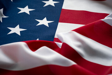 American flag in the sunlight close-up