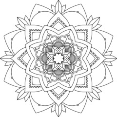 Easy Mandala coloring book simple and basic for beginners, seniors and children. Set of Mehndi flower pattern for Henna drawing and tattoo. Decoration in ethnic oriental, Indian style.