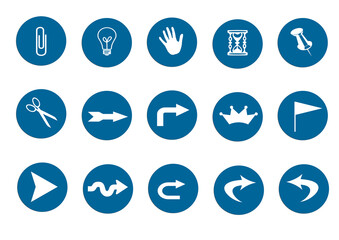 Web icon set in blue circle button, various icon set