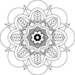 Easy Mandala coloring book simple and basic for beginners, seniors and children. Set of Mehndi flower pattern for Henna drawing and tattoo. Decoration in ethnic oriental, Indian style.
