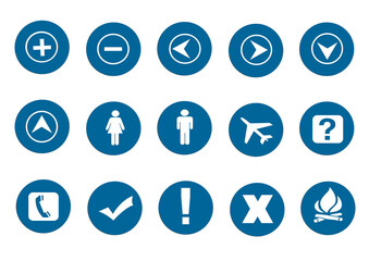 Web icon set in blue circle button, various icon set