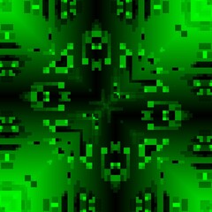rectangular shapes in shades of neon emerald green and black colours making intricate unique square format geometric  designs