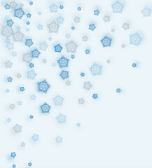 Blue winter abstract background. Christmas background with snowflakes.