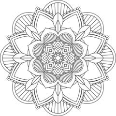 Easy Mandala coloring book simple and basic for beginners, seniors and children. Set of Mehndi flower pattern for Henna drawing and tattoo. Decoration in ethnic oriental, Indian style.