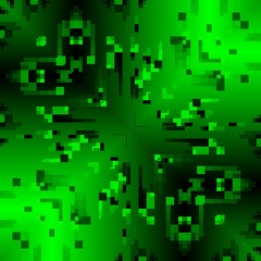 rectangular shapes in shades of neon emerald green and black colours making intricate unique square format geometric  designs