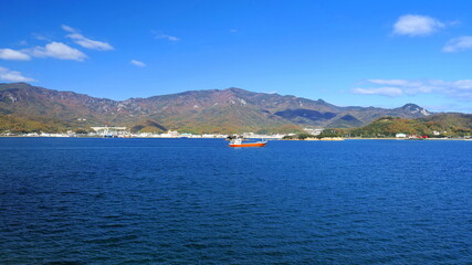 Obraz premium 小豆島内海湾からの寒霞渓1