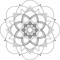 Easy Mandala coloring book simple and basic for beginners, seniors and children. Set of Mehndi flower pattern for Henna drawing and tattoo. Decoration in ethnic oriental, Indian style.