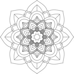 Easy Mandala coloring book simple and basic for beginners, seniors and children. Set of Mehndi flower pattern for Henna drawing and tattoo. Decoration in ethnic oriental, Indian style.