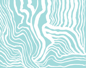 White abstract waves on blue background. Simple colorful vector hand drawn texture.