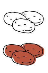 homemade cutlets from natural meat. Top quality femer products. Vector icons in flat style