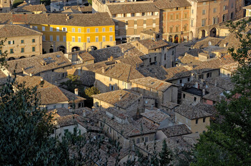 View of the city from the top of the Monte Nero, San Severino Marche; Macerata district, Marche,...