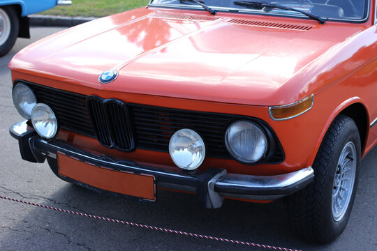 The design of headlights and the front of a rare car Bmw Neue Klasse 1602.