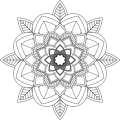 Easy Mandala coloring book simple and basic for beginners, seniors and children. Set of Mehndi flower pattern for Henna drawing and tattoo. Decoration in ethnic oriental, Indian style.