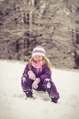 Fototapeta na wymiar winter time and childhood happiness