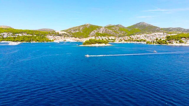 Aerial view of Paklinski Islands in Hvar, Croatia