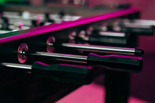 Close-up handle table soccer game