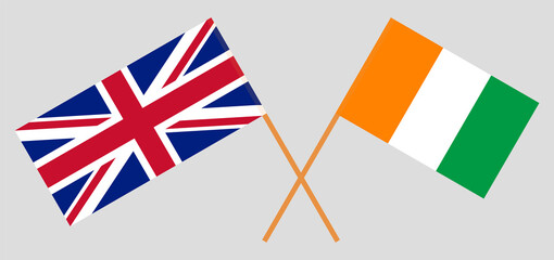 Crossed flags of the UK and Republic of Ivory Coast