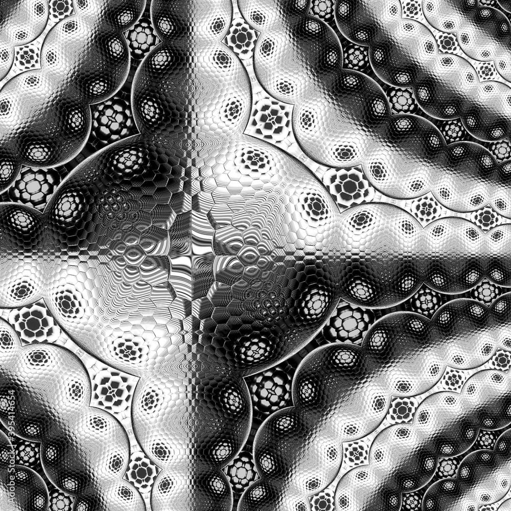 Aufkleber monochrome hexagonal mosaic futuristic designs and patterns on a black and white background