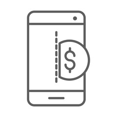 smartphone money transfer shopping commerce in thin line style