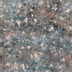 Chic formal grungy geometric shapes texture seamless pattern. High quality illustration. Strange abstract geo design in a trendy posh exotic style. Grainy fabric texture overlay.