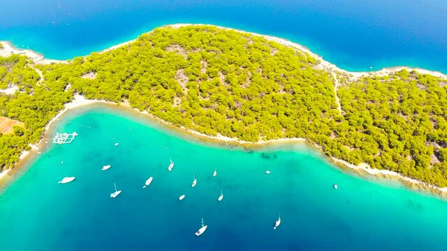 Aerial view of Paklinski Islands in Hvar, Croatia