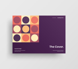 Creative business abstract horizontal front page vector mock up. Corporate geometric report cover illustration design layout. Company identity brochure template.