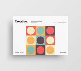 Creative business abstract horizontal front page vector mock up. Corporate geometric report cover illustration design layout. Company identity brochure template.