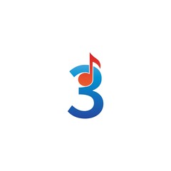 Number 3 logo icon combined with note musical design