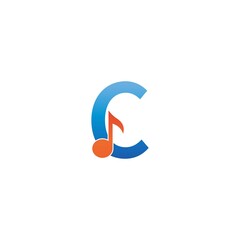 Letter C logo icon combined with note musical design