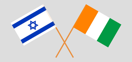 Crossed flags of Israel and Republic of Ivory Coast