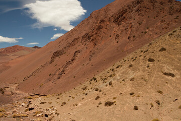 High in the cordillera. View of the Andes mountains beautiful texture and brown color in Laguna Brava, La Rioja, Argentina. 