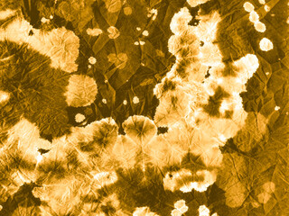 Mustard Dirty Modern Artwork. Caramel Watercolor Texture. Crumpled Inked Fabric. Retro Tie Dye Texture. Honey Spotted Distressed Paper. On Dark Background. Artistic Dirty Painting.