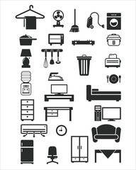 furniture icons set or household icon