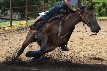 Horse and Rider Making a Sharp Corner