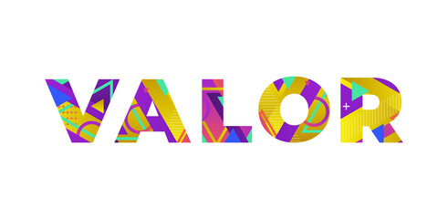 Valor Concept Retro Colorful Word Art Illustration