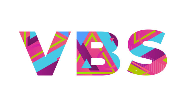VBS Concept Retro Colorful Word Art Illustration