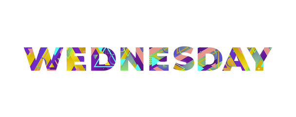 Wednesday Concept Retro Colorful Word Art Illustration