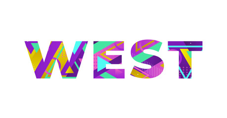 West Concept Retro Colorful Word Art Illustration