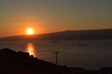 Sunset at the Gulf of Gemlik in the summer, Sea of Marmara, Turkey
